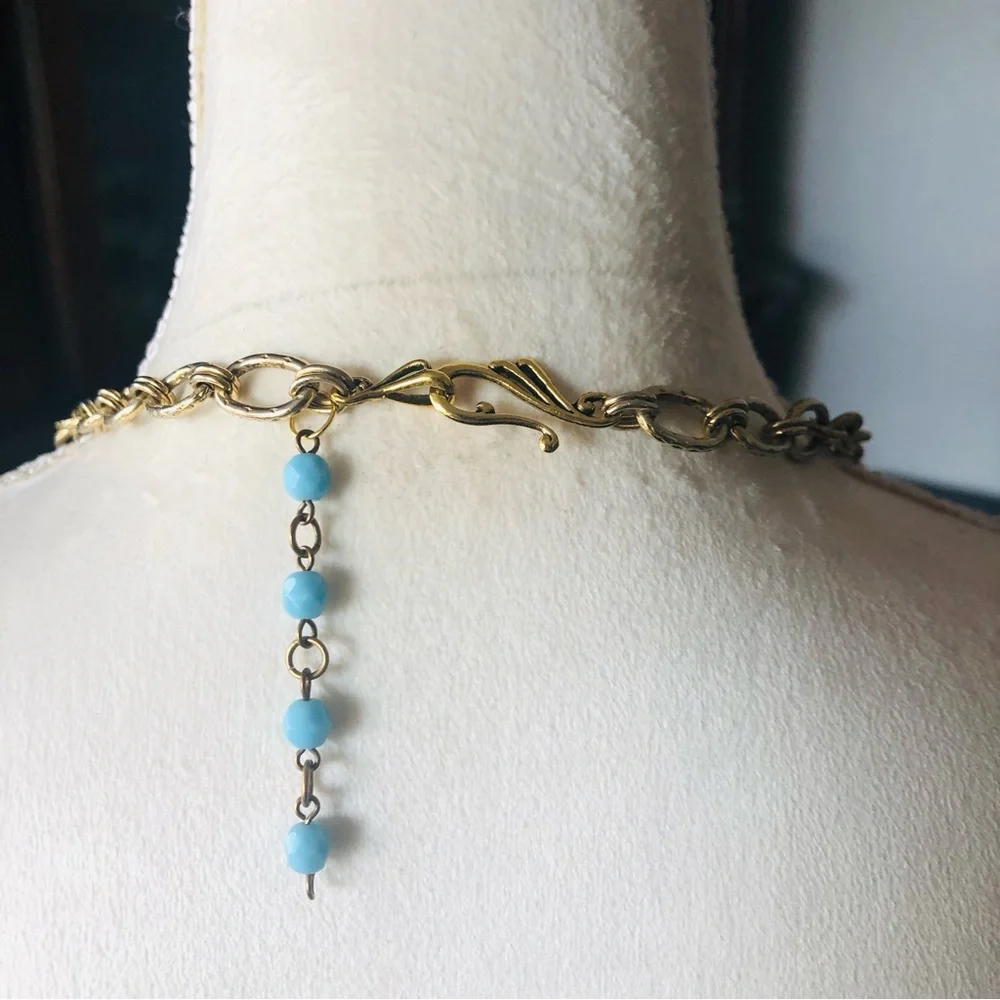 Handcrafted recycled material sodalite natural stone accent necklace